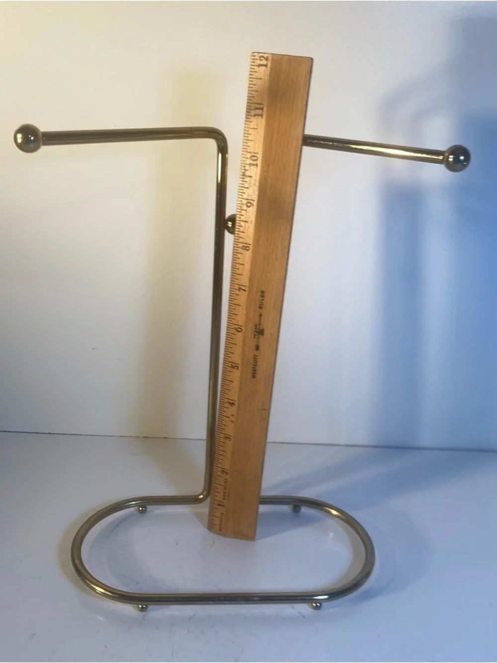 Vintage MCM Gold Tone Metal Hand Towel Rack Bathroom Display 10.5” Height